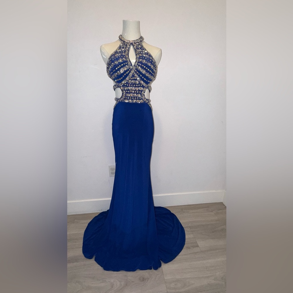 Dancing Queen Royal Blue Backless Gown